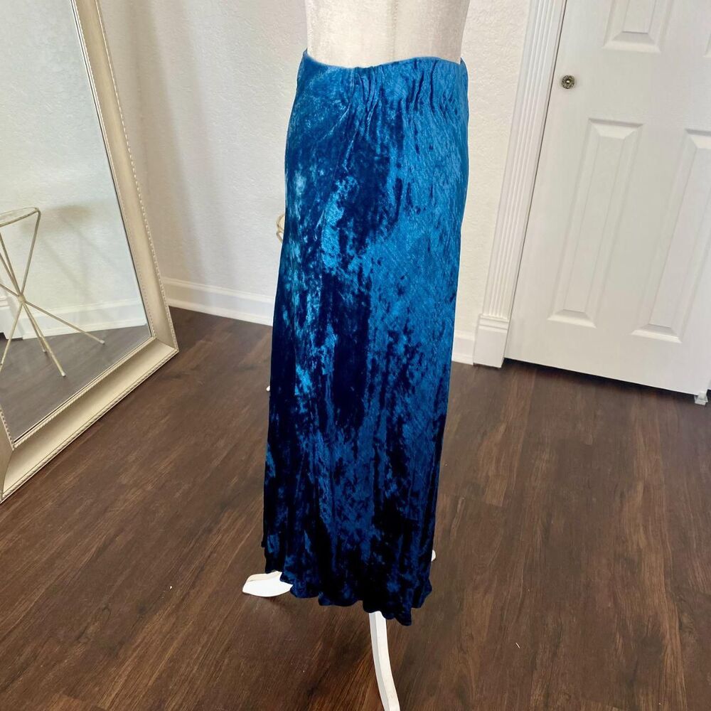 Celestial Whimsygoth Blue Navy Color Gradient Velvet Midi Maxi Skirt XS / S - Picture 3 of 5